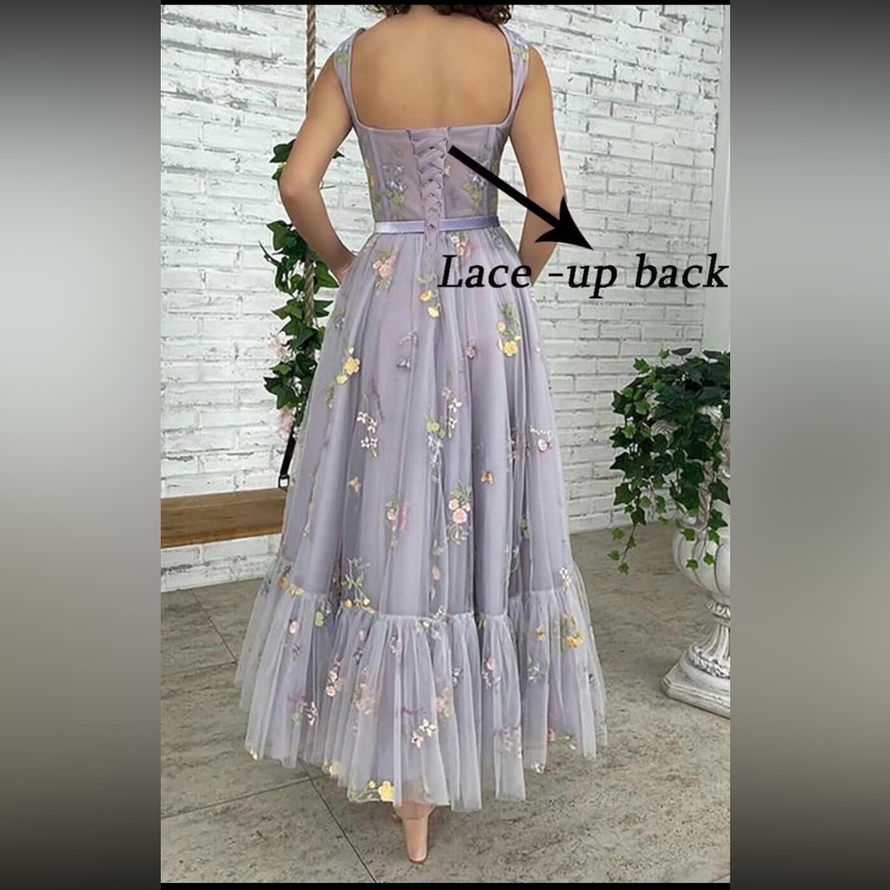 Floral Embroidered Blue Maxi Dress - Picture 2 of 9